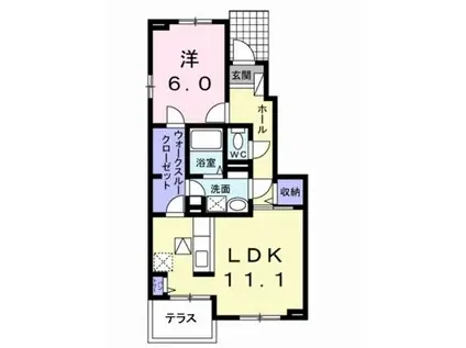 ピュール・ソレイユII(1LDK/1階)の間取り写真