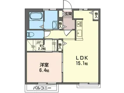 ハイツエンデュランスB(1LDK/2階)の間取り写真