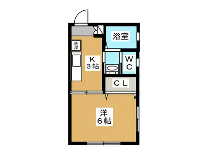 LIBERAL M(1K/1階)の間取り写真