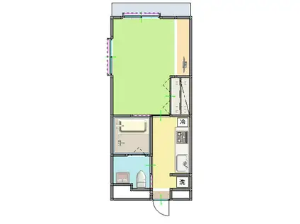 ゆかるひ・ベル宇茂佐の森II(1K/1階)の間取り写真