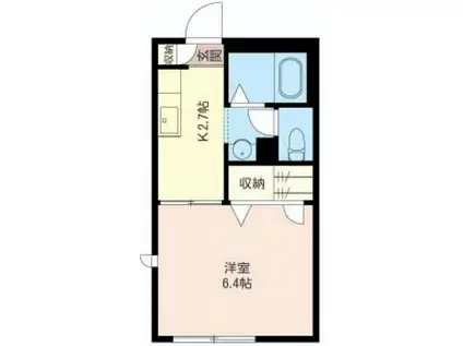 グリーンルーフ(1K/1階)の間取り写真