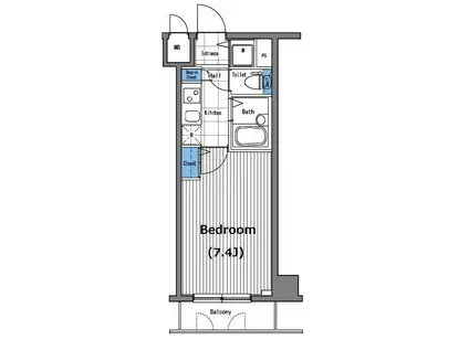 グランド・ガーラ三田(1K/2階)の間取り写真