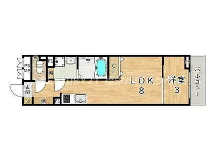 フカエバシ10分・S-MOVE緑橋II(1LDK/1階)の間取り写真