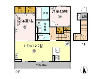 D-ROOM MONICA(2LDK/2階)の間取り写真