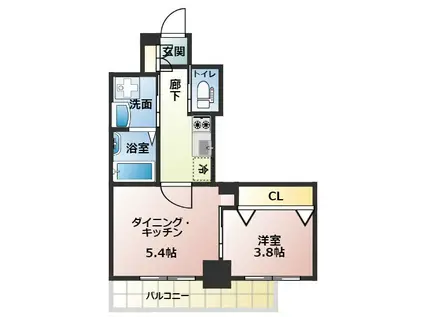 ファーストステージ江坂広芝町(1DK/9階)の間取り写真