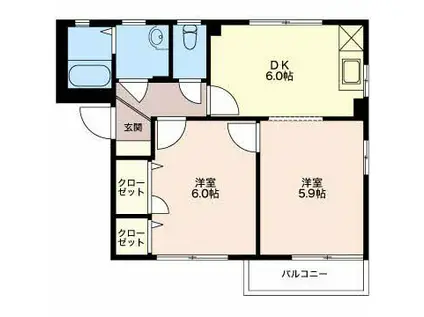 ディアスみよし(2DK/2階)の間取り写真