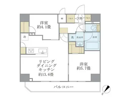 アジールコート町屋(2LDK/11階)の間取り写真