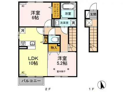 ハイネスコートII(2LDK/2階)の間取り写真