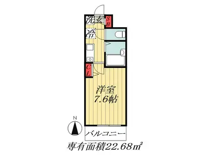 ミリアビタNO3(1K/2階)の間取り写真