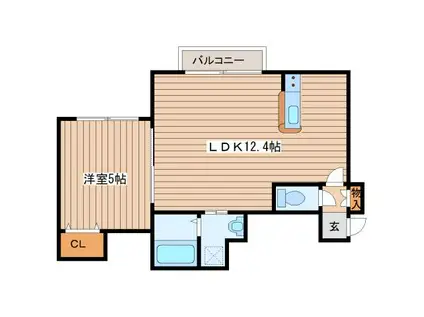ノースポイント発寒(1LDK/2階)の間取り写真