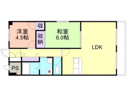 サンマリン田中コーポ(2LDK/2階)の間取り写真