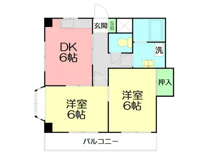 冨貴堂ビル(2DK/3階)の間取り写真