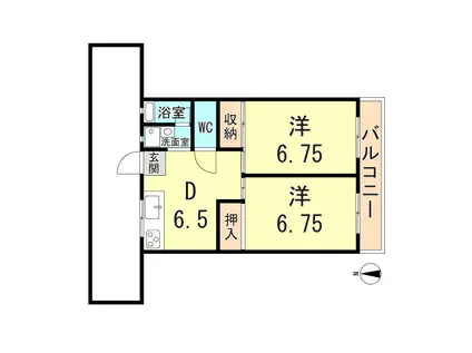 ラッフィナート海運町(2DK/2階)の間取り写真