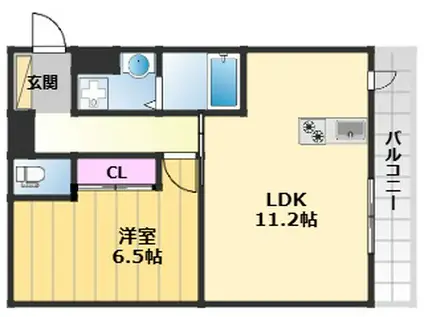 プランドール大手(1LDK/3階)の間取り写真