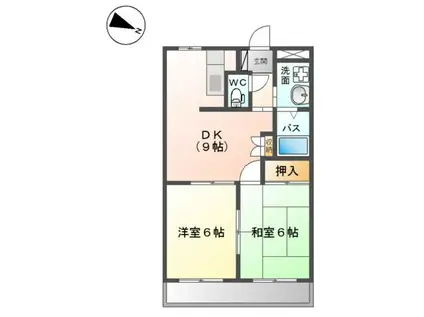 ロイヤルメゾン武雄(2DK/1階)の間取り写真