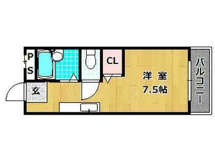 レオハイム長尾III(ワンルーム/2階)の間取り写真