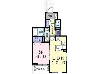 ハイ ブリッジ(1LDK/1階)の間取り写真