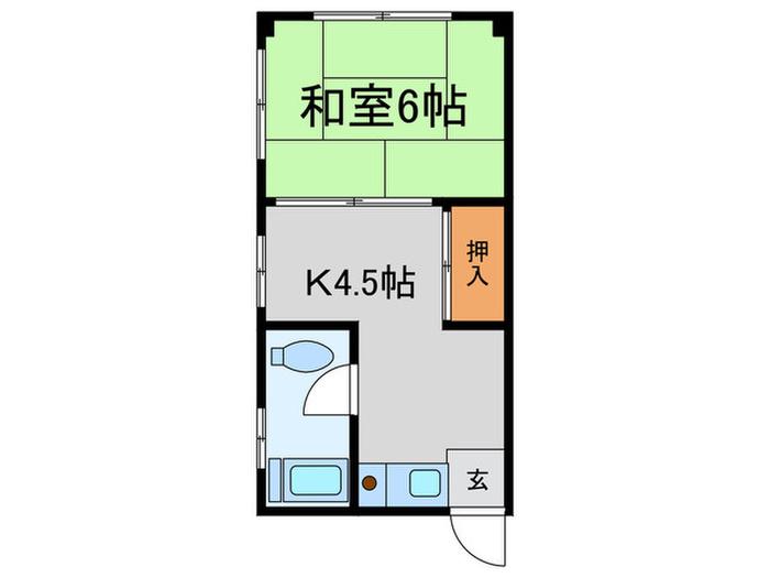 杉本ビル(1K/4階)の間取り写真