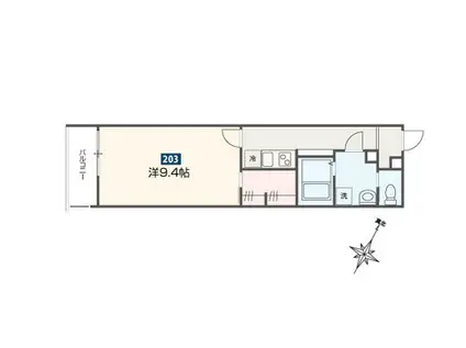 メルディア福生3(1K/2階)の間取り写真