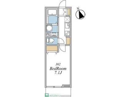 ウィンドテラス津田沼II(1K/3階)の間取り写真