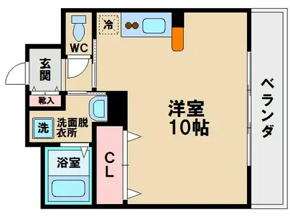 ベージョフロレスタ松崎町(ワンルーム/2階)の間取り写真