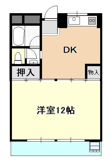 マンションいずみ(1LDK/2階)の間取り写真