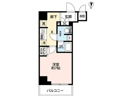 プレール・ドゥーク両国III(1K/9階)の間取り写真