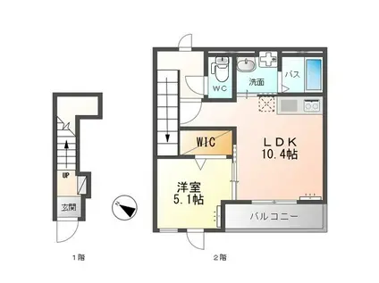 雫VII(1LDK/2階)の間取り写真