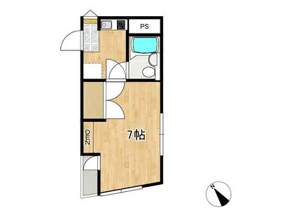フラット田村(1K/2階)の間取り写真
