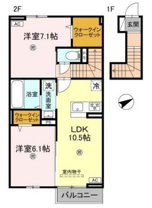 D-ROOMイグ(2LDK/2階)の間取り写真