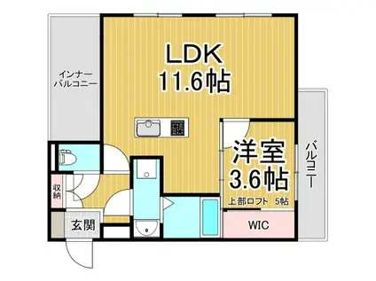 MICAELENOKURAKUEN(1LDK/2階)の間取り写真