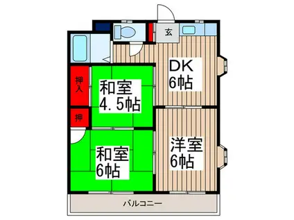 ニュータケヤハウス(3DK/3階)の間取り写真