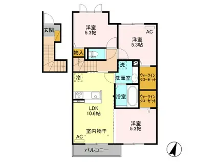 サンライズ パレ(3LDK/2階)の間取り写真