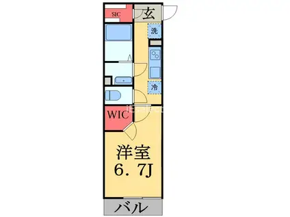 ヴィラ検見川浜(1K/3階)の間取り写真
