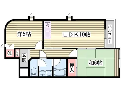 エスポワール明石(2LDK/4階)の間取り写真