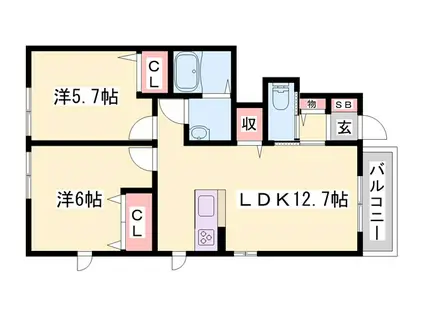 カーサ レジオ(2LDK/1階)の間取り写真