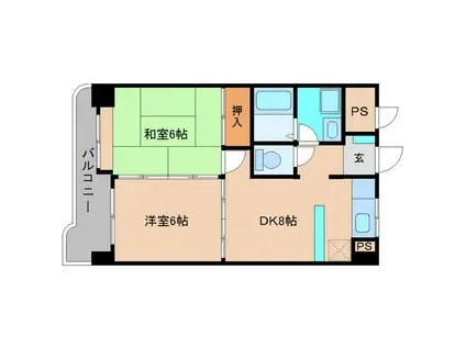 オリエンタル小倉南Ⅱ(2DK/3階)の間取り写真