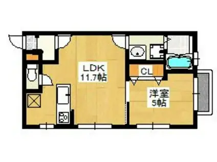 PHOENIX高宮南(1LDK/2階)の間取り写真