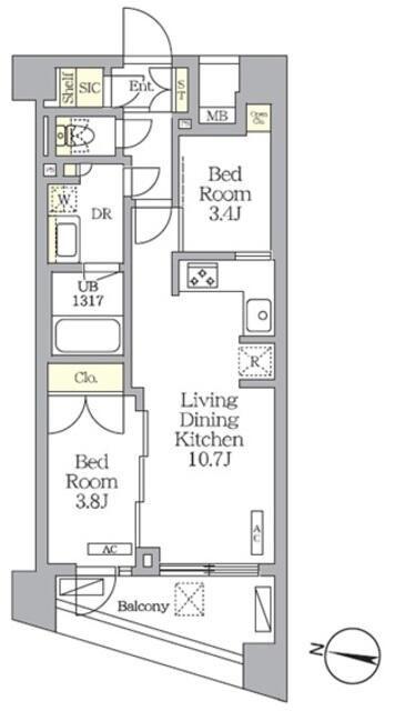NOGATA RESIDENCE(2LDK/3階)の間取り写真