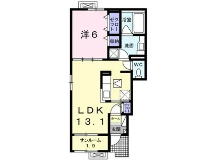 ケーズレジデンスB(1LDK/1階)の間取り写真