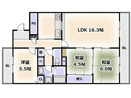 あべのクオレ(3LDK/4階)の間取り写真