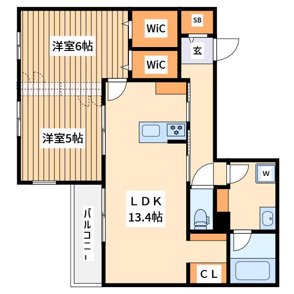 リカ・アイナ(2LDK/3階)の間取り写真