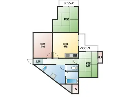 恵善マンション(2LDK/3階)の間取り写真