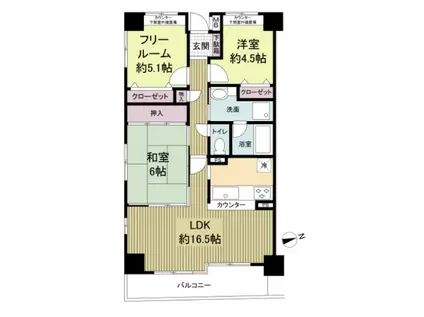 パークヒルズゼンボー大手前(3LDK/7階)の間取り写真