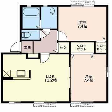 MAST TOWN蘇原申子A棟(2LDK/1階)の間取り写真
