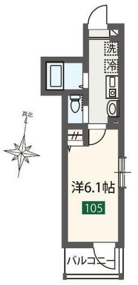 MELDIA大宮北B(1K/1階)の間取り写真