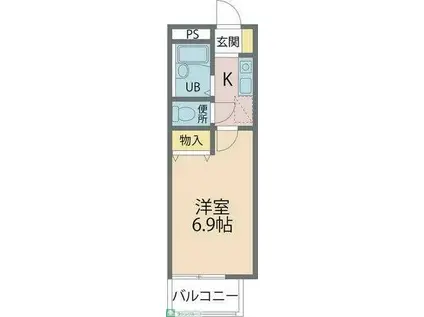 ポルシェ鶴ヶ島(1K/1階)の間取り写真