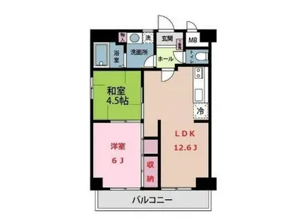 花見屋第二ビル(2LDK/7階)の間取り写真