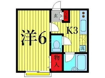 バーナルヒルズIIB(1K/2階)の間取り写真