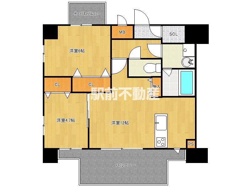 MODERN PALAZZO 博多デュオ(2LDK/7階)の間取り写真